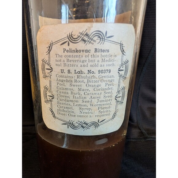 Vtg 1940s Arrow Extract Pelinkovac Stomach Bitters Bottle Detroit Michigan Nice - Picture 10 of 12